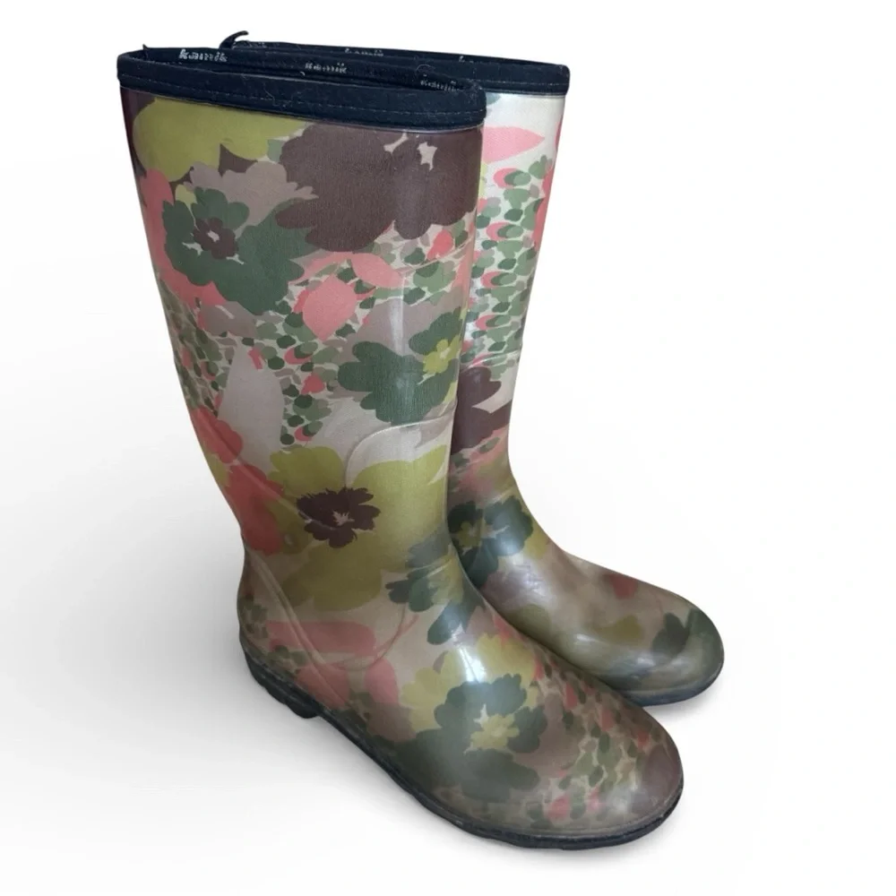 Kamik Waterproof Rain Boots Rubber Floral Garden Outdoor Multicolor Size 7